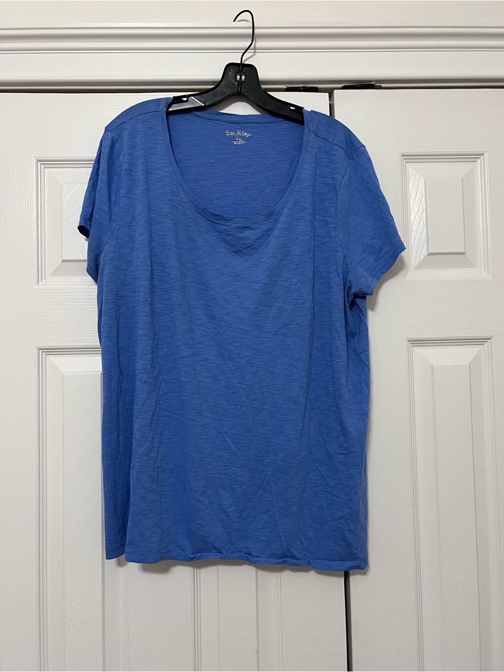 Lilly Pulitzer 100% Pima Cotton Blue Scoop Neck Short Sleeve Tee size XXL